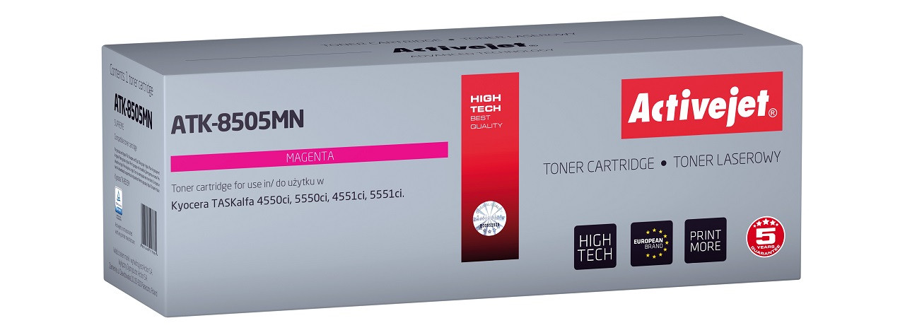 Activejet ATK-8505MN Toner do drukarek Kyocera; Zamiennik Kyocera TK-8505M; Supreme; 20000 stron; purpurowy - zdjęcie 6
