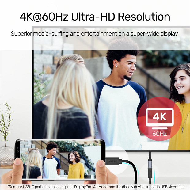 UNITEK PRZEDŁUŻACZ USB-C 10GBPS 4K 60HZ PD 20V/5A - zdjęcie 1