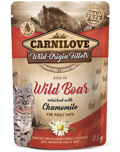 CARNILOVE Cat Pouch Wild Boar & Chamomile - mokra karma dla kota - 85g - zdjęcie 1