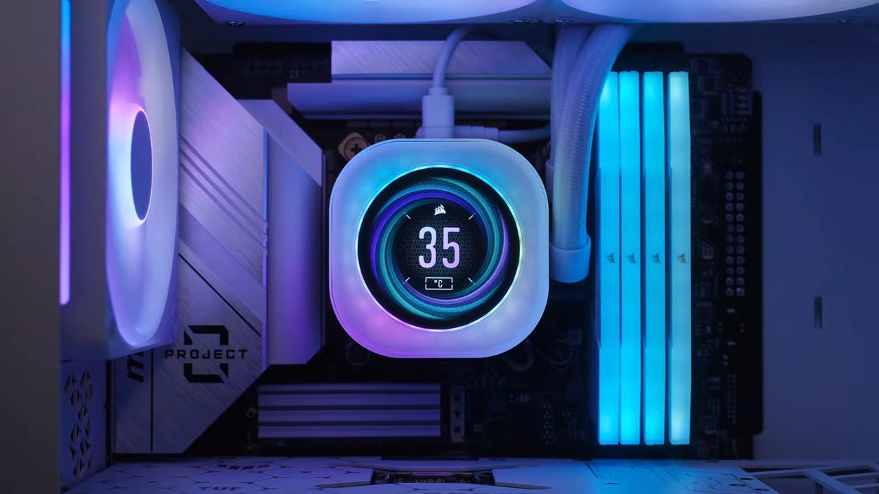 CORSAIR iCUE LINK TITAN 240 RX LCD White AIO, 240mm Radiator, Liquid CPU Cooler - zdjęcie 2