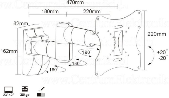 Maclean uchwyt do monitora 23-42'' 30 kg uniwersalny mc-503 s max vesa 200 srebrny mc-503s - zdjęcie 2