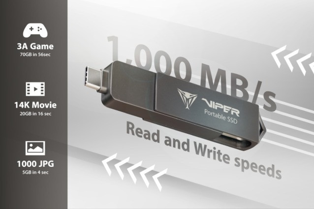 Dysk SSD Patriot PVP30 512GB 1000MB/s USB Duo A+C 3.2 Gen2 Alu - zdjęcie 5