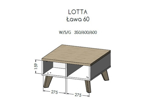 Ława LOTTA 60 biały+ dąb sonoma - zdjęcie 2