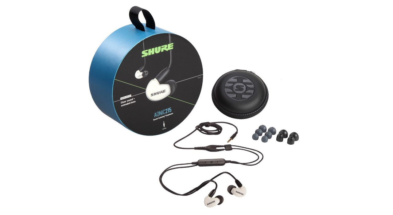 Shure SE215DYWH+UNI-EFS - Słuchawki douszne AONIC215 z pojedynczym przetwornikiem i kablem 3.5mm (białe) - zdjęcie 4