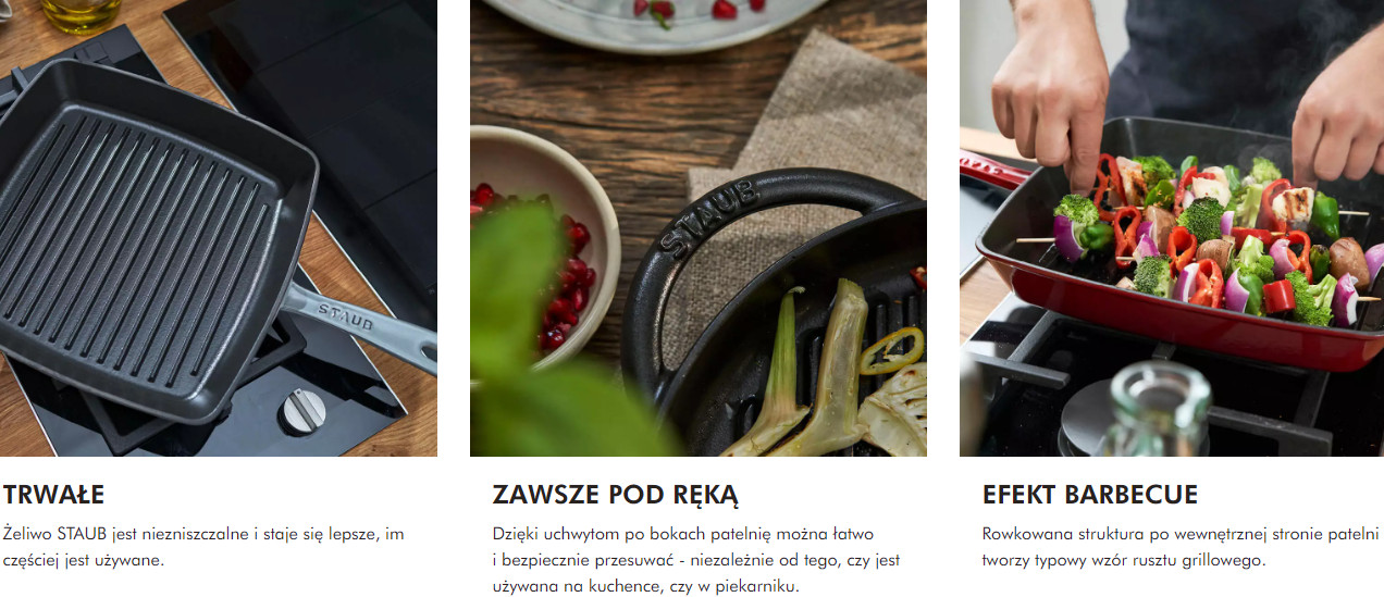 Kwadratowa patelnia żeliwna grillowa STAUB 40501-109-0 - grafitowa 30 cm - zdjęcie 1