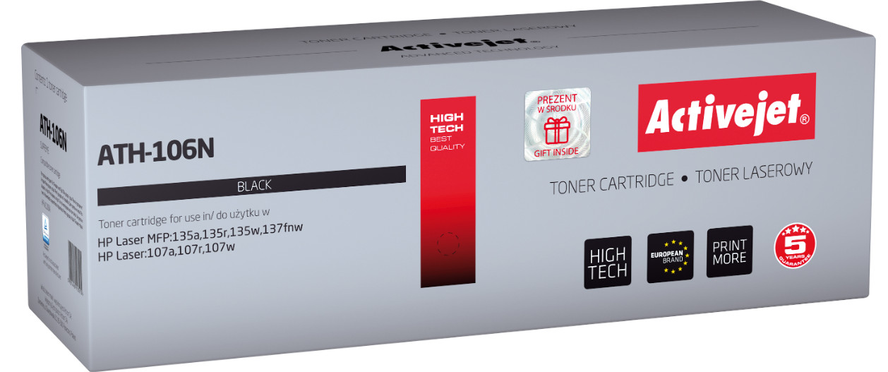 Activejet ATH-106N Toner do drukarki HP, Zamiennik HP 106A W1106A; Supreme; 1000 stron; czarny. - zdjęcie 6
