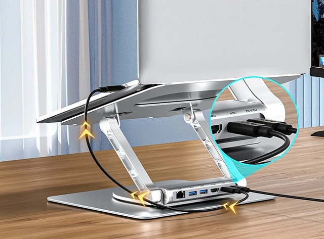 UNITEK PODSTAW. POD LAPTOP +HUB USB-C,HDMI,PD 100W - zdjęcie 6