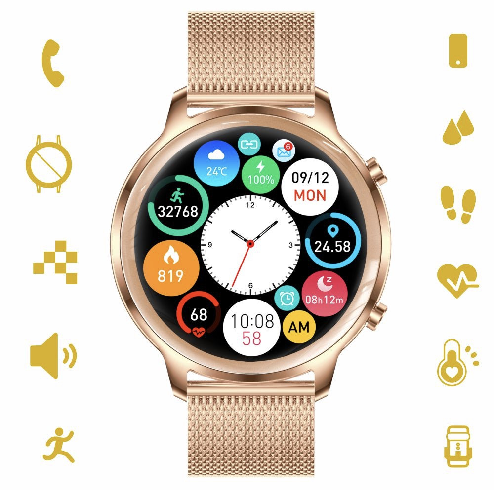 Smartwatch damski Manta Kelly złoty stalowy - zdjęcie 1