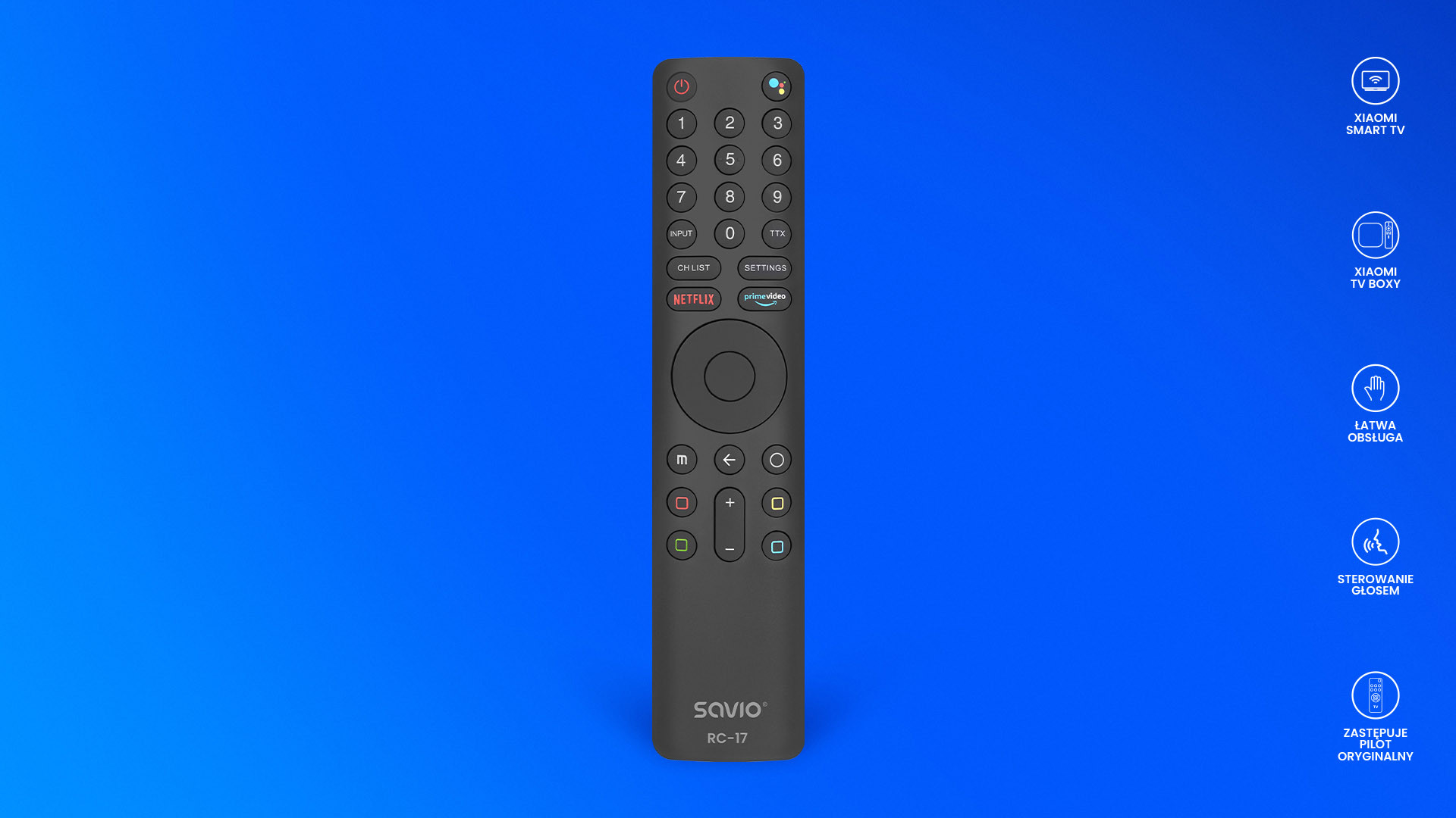 SAVIO PILOT UNIWERSALNY DO XIAOMI/SMART TV RC-17 - zdjęcie 2