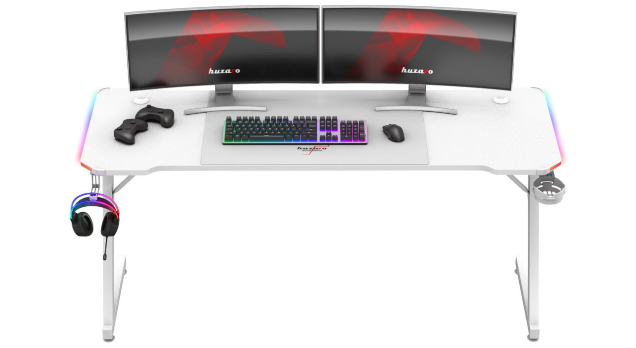 Biurko gamingowe Huzaro Hero 4.8 White RGB - zdjęcie 10