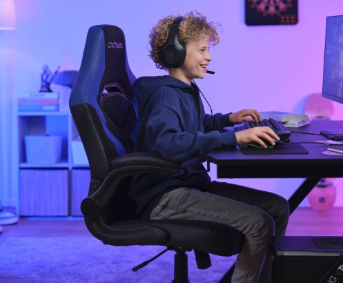 Fotel gamingowy TRUST GXT703B RIYE GAMING CHAIR BLUE (25129) - zdjęcie 1