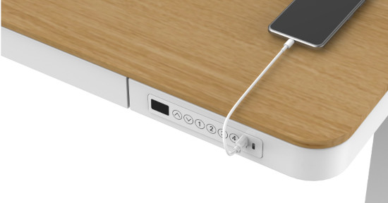Biurko z elektryczną regulacją wysokości ET119W-C biały/dąb - zdjęcie 5