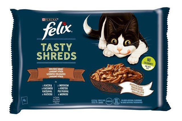 FELIX Tasty Shreds z kaczką i indykiem - mokra karma dla kota - 4x 80g - zdjęcie 1