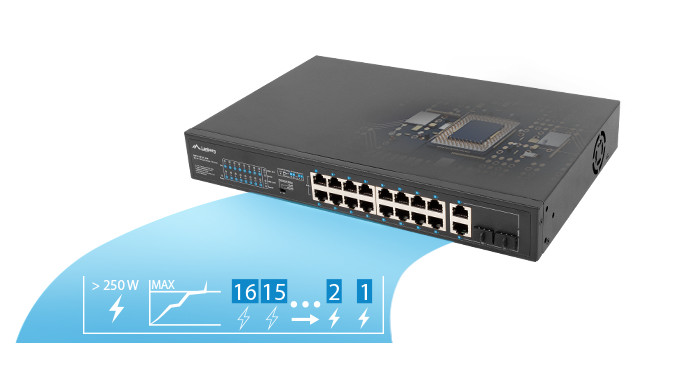 LANBERG SWITCH RACK 19" 16X 100MB POE+/2X COMBO - zdjęcie 3