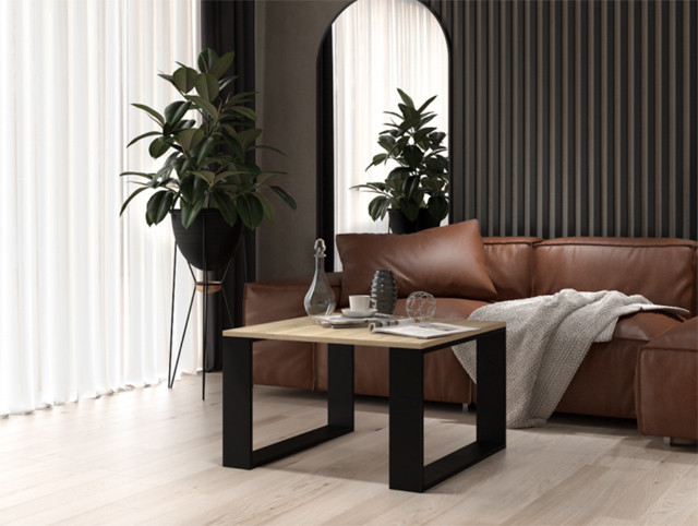 Stolik MODERN MINI 67x67xH40 sonoma/czarny - zdjęcie 2