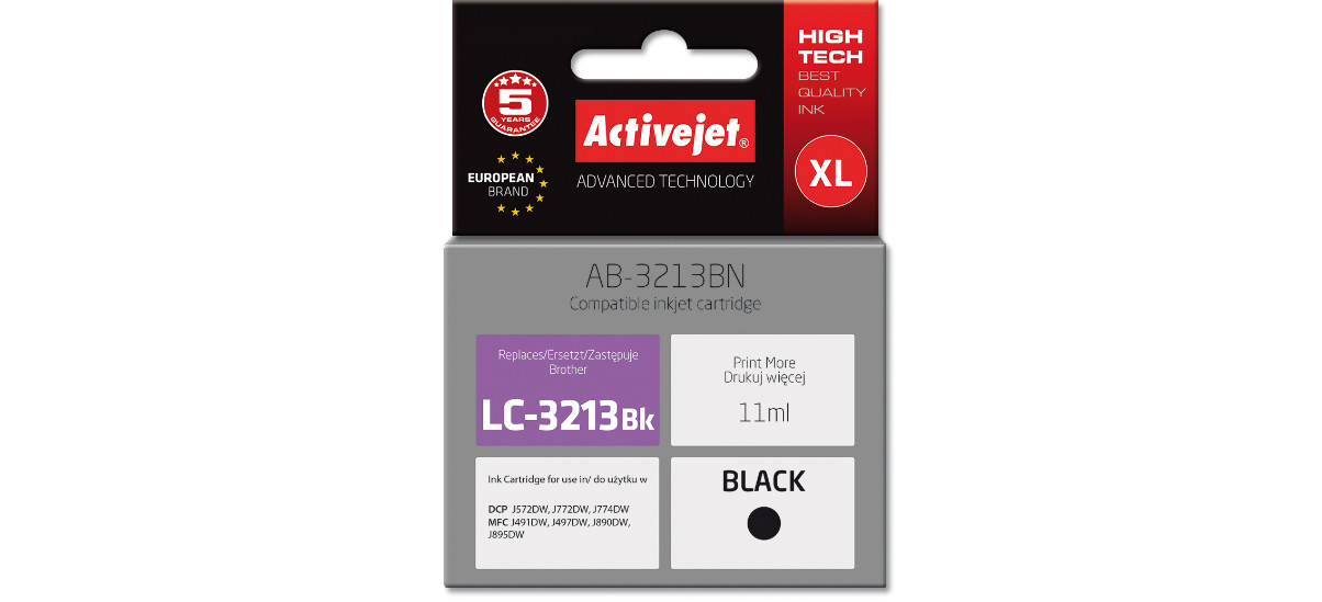 Activejet AB-3213BN Tusz do drukarki Brother, Zamiennik Brother LC3213BK; Supreme; 11 ml; czarny. - zdjęcie 6