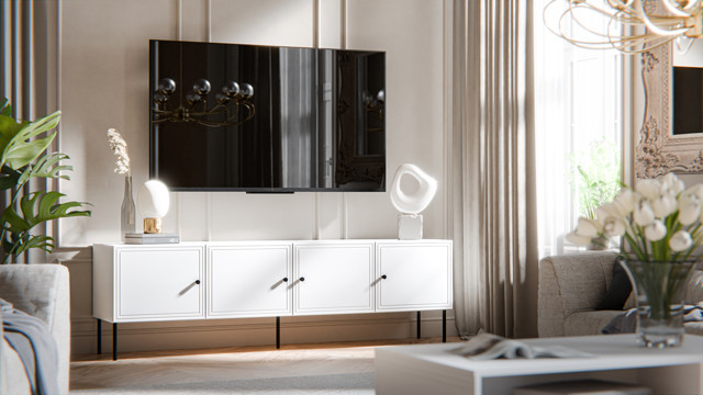 Szafka RTV 4D PALAZZO BIS 201x40x60 biały mat - zdjęcie 1