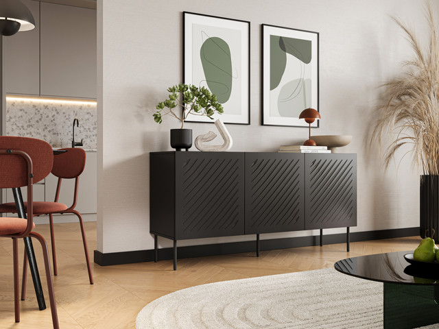 Komoda SIENA 150,5x40x75 czarny mat - zdjęcie 1
