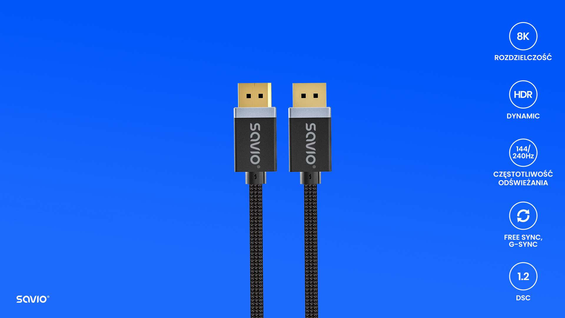 SAVIO KABEL DISPLAYPORT (M) – DISPLAYPORT (M) V1.4 - zdjęcie 2