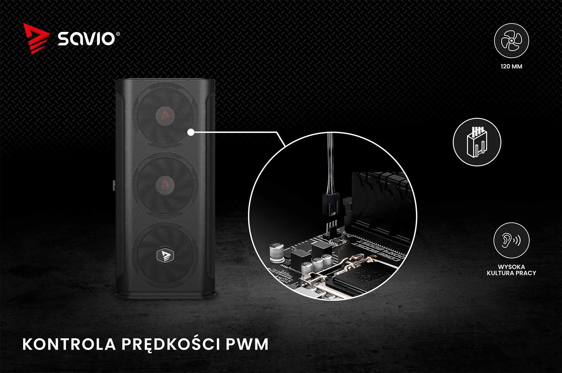 SAVIO WENTYLATORY 4 X 120MM 4-PIN PWM BLADE SET - zdjęcie 3