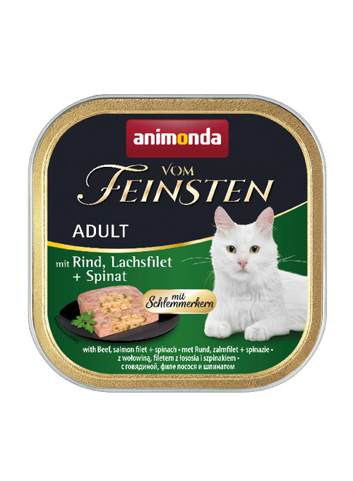 ANIMONDA Vom Feinsten Classic Cat wołowina, łosoś + szpinak - mokra karma dla kota - 6x100g - zdjęcie 1
