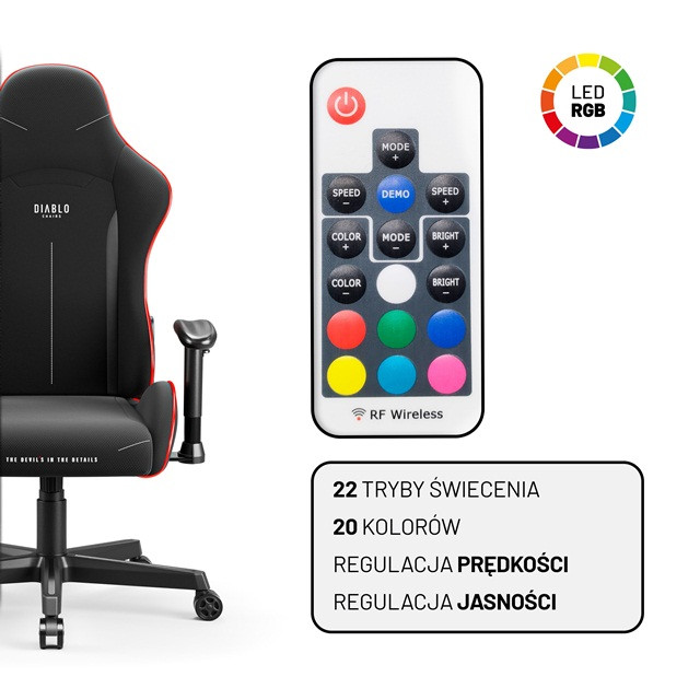 Fotel gamingowy DIABLO X-ST4RTER fotel czarny LED - zdjęcie 2
