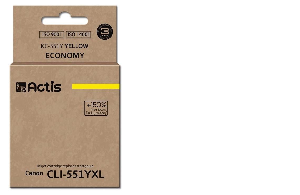 Actis KC-551Y Tusz do drukarki Canon, Zamiennik Canon CLI-551Y; Standard; 12 ml; żółty. - zdjęcie 1