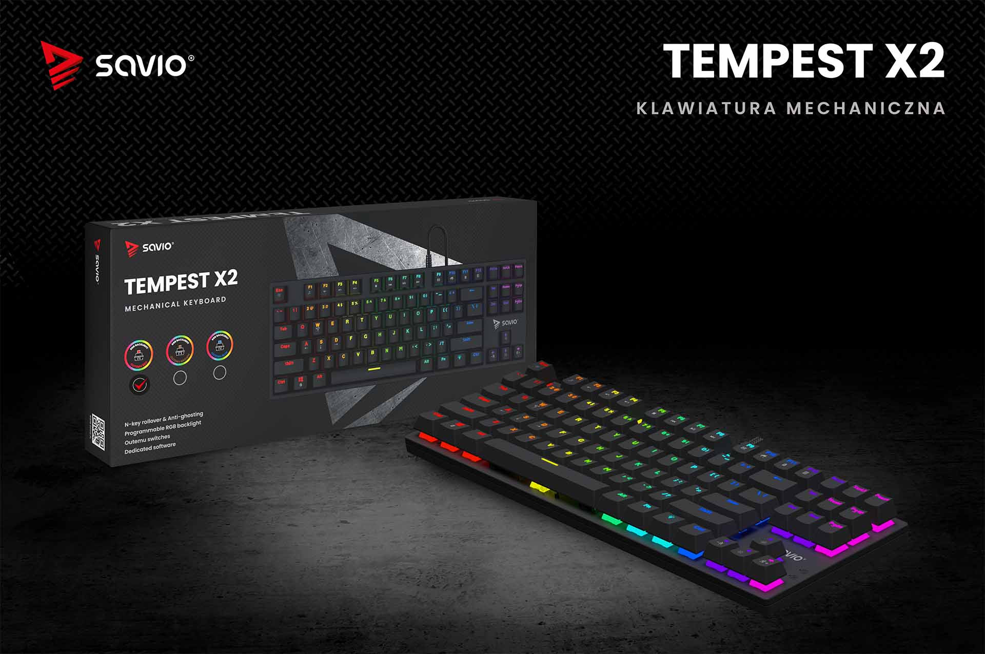 SAVIO KLAWIATURA MECHANICZNA RGB TEMPEST X2 RED - zdjęcie 1