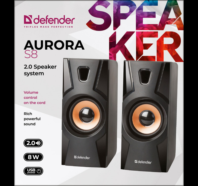DEFENDER GŁOŚNIKI AURORA S8 2.0 8W USB 65408 - zdjęcie 2