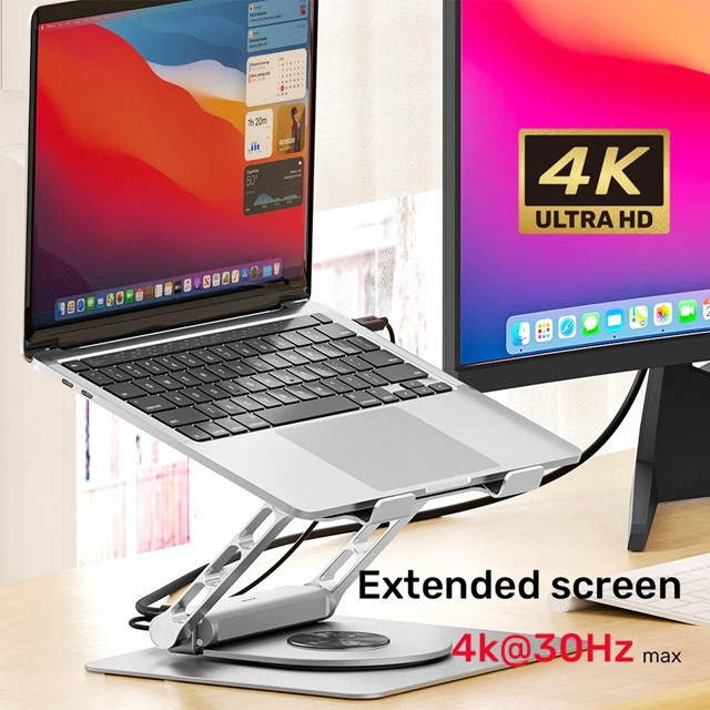 UNITEK PODSTAW. POD LAPTOP +HUB USB-C,HDMI,PD 100W - zdjęcie 7