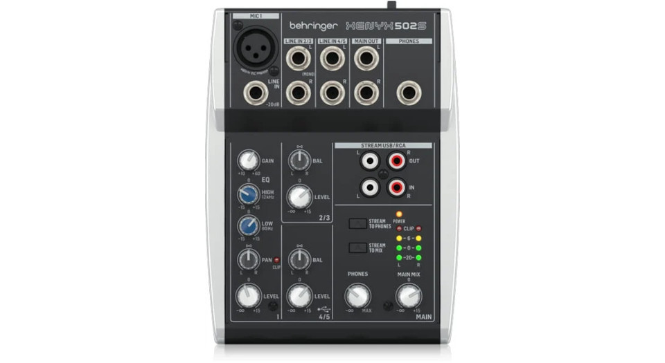 Behringer 502S - 5-kanałowy kompaktowy mikser analogowy z interfejsem USB zaprojektowany specjalnie do obsługi podcastów, streamowania oraz nagrywania w domu - zdjęcie 1