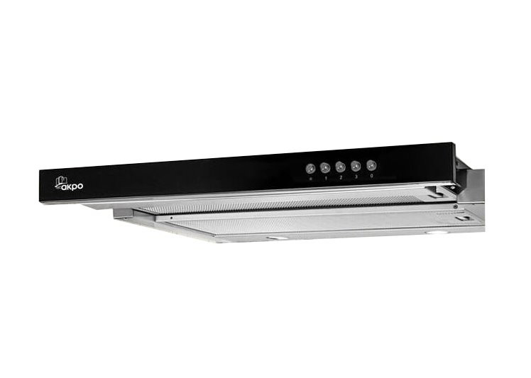 Okap podszafkowy teleskopowy AKPO WK-7 LIGHT GLASS 50 INOX CZARNY (500mm; kolor inox, front czarne szkło) - zdjęcie 1