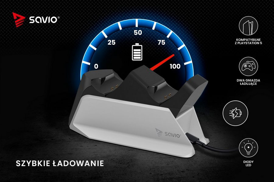 SAVIO GCS-01 STACJA ŁADUJĄCA DO PADÓW PS5, USB - zdjęcie 3