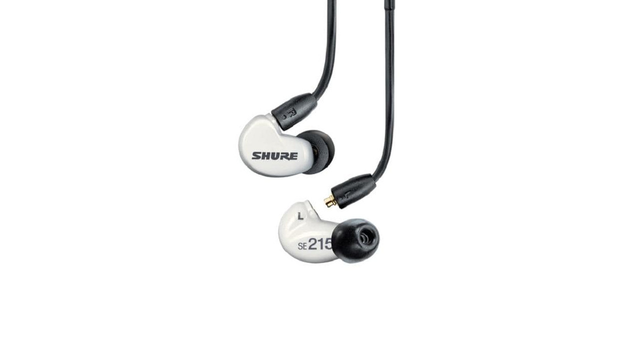 Shure SE215DYWH+UNI-EFS - Słuchawki douszne AONIC215 z pojedynczym przetwornikiem i kablem 3.5mm (białe) - zdjęcie 2