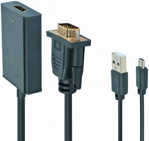 Gembird adapter vga -> hdmi z audio, czarny, 0.15m a-vga-hdmi-01 - zdjęcie 1