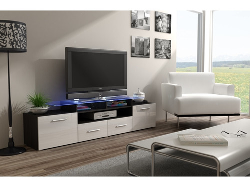Szafka RTV EVORA 200 wenge/biały połysk - zdjęcie 1