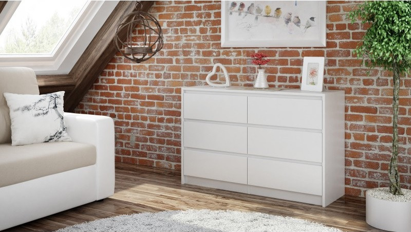 K120 KARO KOMODA 6 SZUFLAD BIAŁY - zdjęcie 1