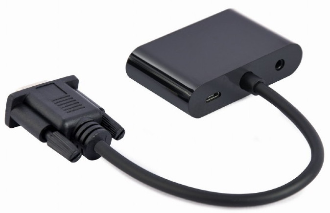 GEMBIRD KONWERTER SYGNAŁU VGA DO HDMI + VGA CZARNY - zdjęcie 1