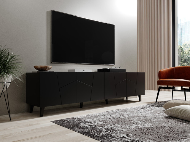 Szafka RTV ETNA 200x42x52 czarny mat - zdjęcie 1