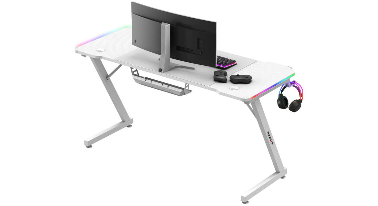 Biurko gamingowe Huzaro Hero 3.3 White RGB - zdjęcie 3