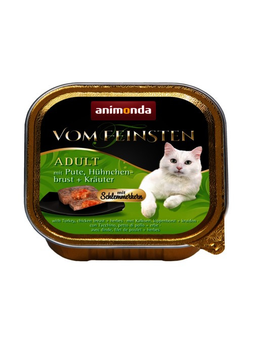 ANIMONDA Vom Feinsten Adult Indyk, pierś z kurczaka i zioła - mokra karma dla kota - 100g - zdjęcie 1