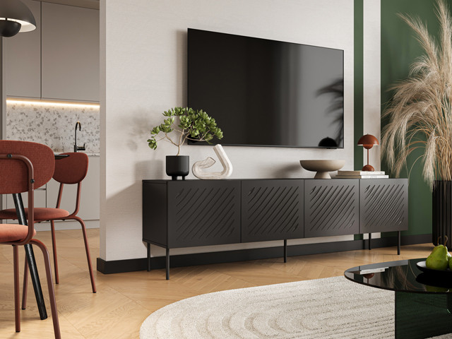 Szafka RTV SIENA 200x40x60 czarny mat - zdjęcie 1