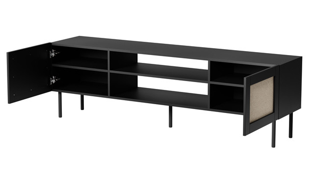 Szafka RTV JUTA 180x39,5x55,5 czarny + linol calabria - zdjęcie 2