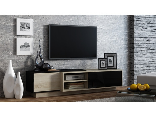 Szafka RTV SIGMA1 180 sonoma/czarny połysk - zdjęcie 1