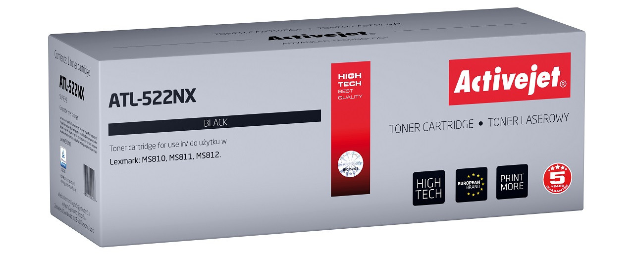 Activejet ATL-522NX Toner do drukarki Lexmark, Zamiennik Lexmark 52D2H00; Supreme; 25000 stron; czarny. - zdjęcie 6