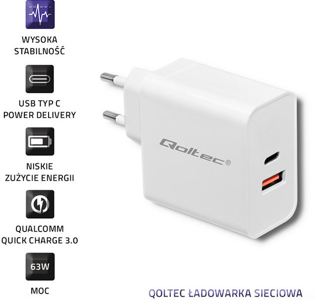 QOLTEC ŁADOWARKA SIECIOWA 63W | 5-20V | 1.5-3A - zdjęcie 2
