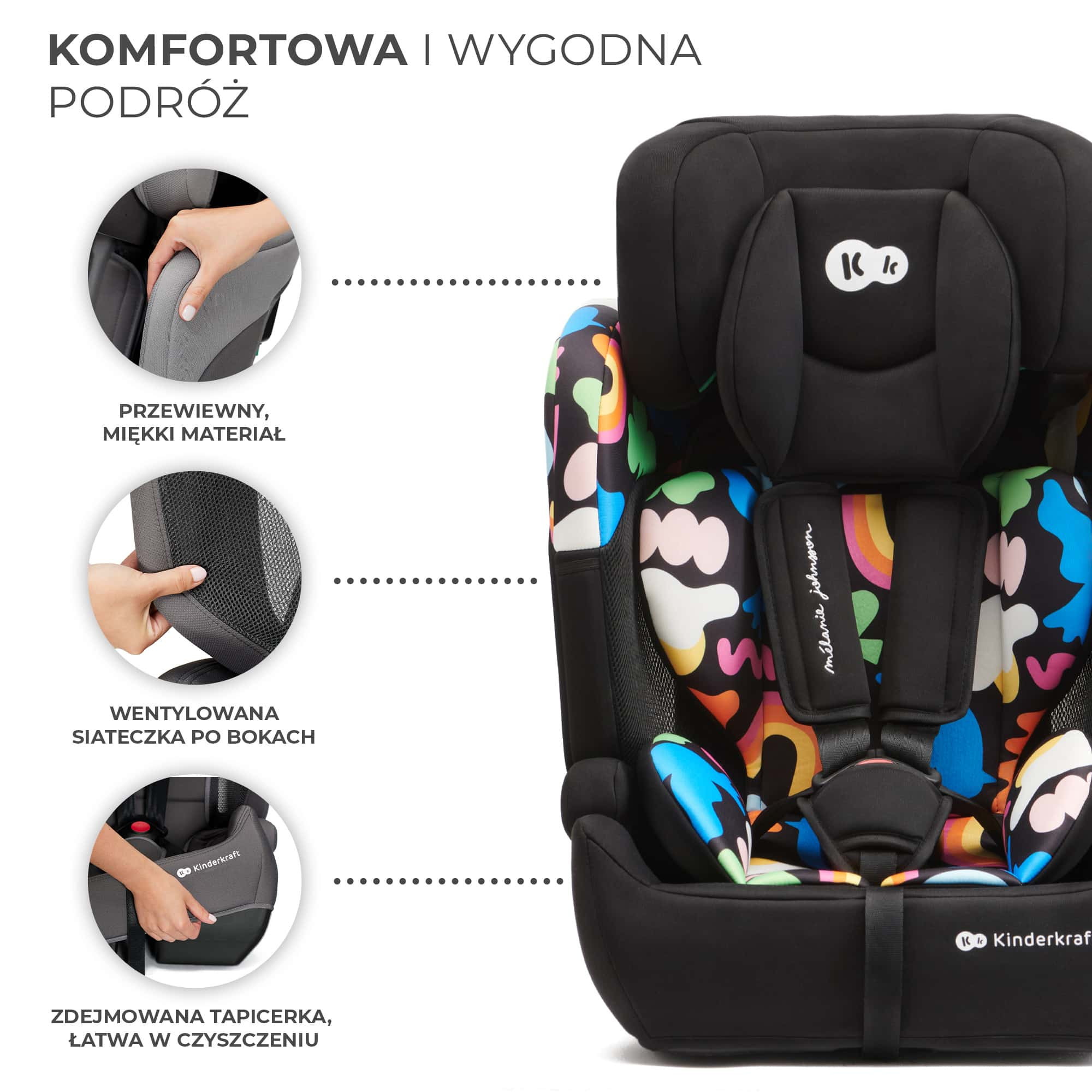 Kinderkraft fotelik COMFORT UP i-Size 9-36kg Happy - zdjęcie 8