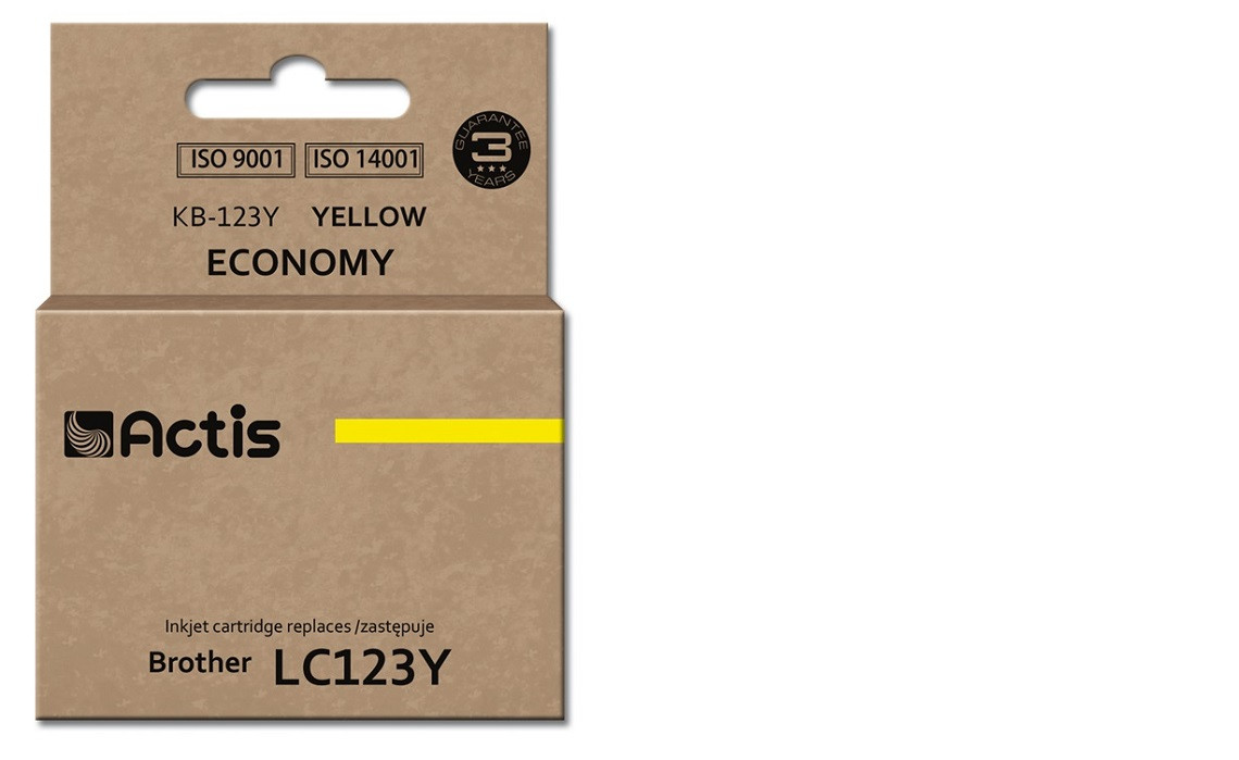 Actis KB-123Y Tusz do drukarki Brother, Zamiennik Brother LC123Y/LC121Y; Standard; 10 ml; żółty. - zdjęcie 1