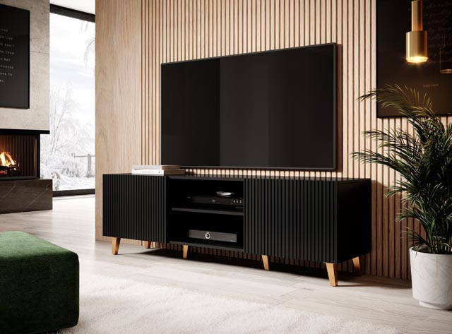 Szafka RTV PAFOS 150x40x52 czarny mat - zdjęcie 2