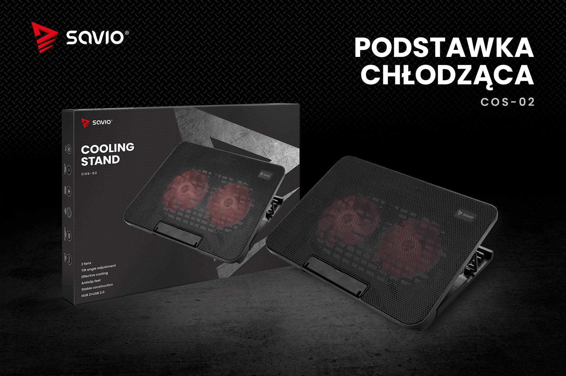 SAVIO PODSTAWKA CHŁODZĄCA POD LAPTOP COS-02 - zdjęcie 1